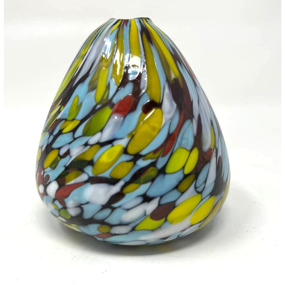 Hand Blown Pearlessence Art Glass Confetti Mini Bud Vase Reed Diffuser Decor 3"